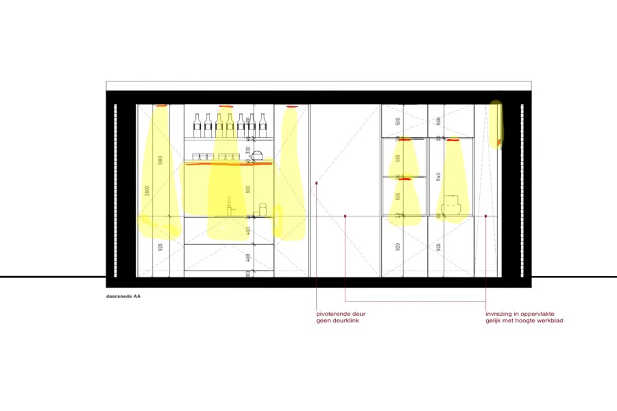 Lichtplan keuken kastenwand