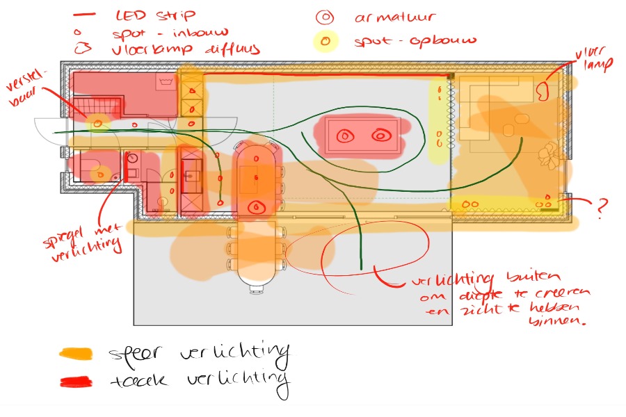 Lichtplan plattegrond pool- en tinyhouse